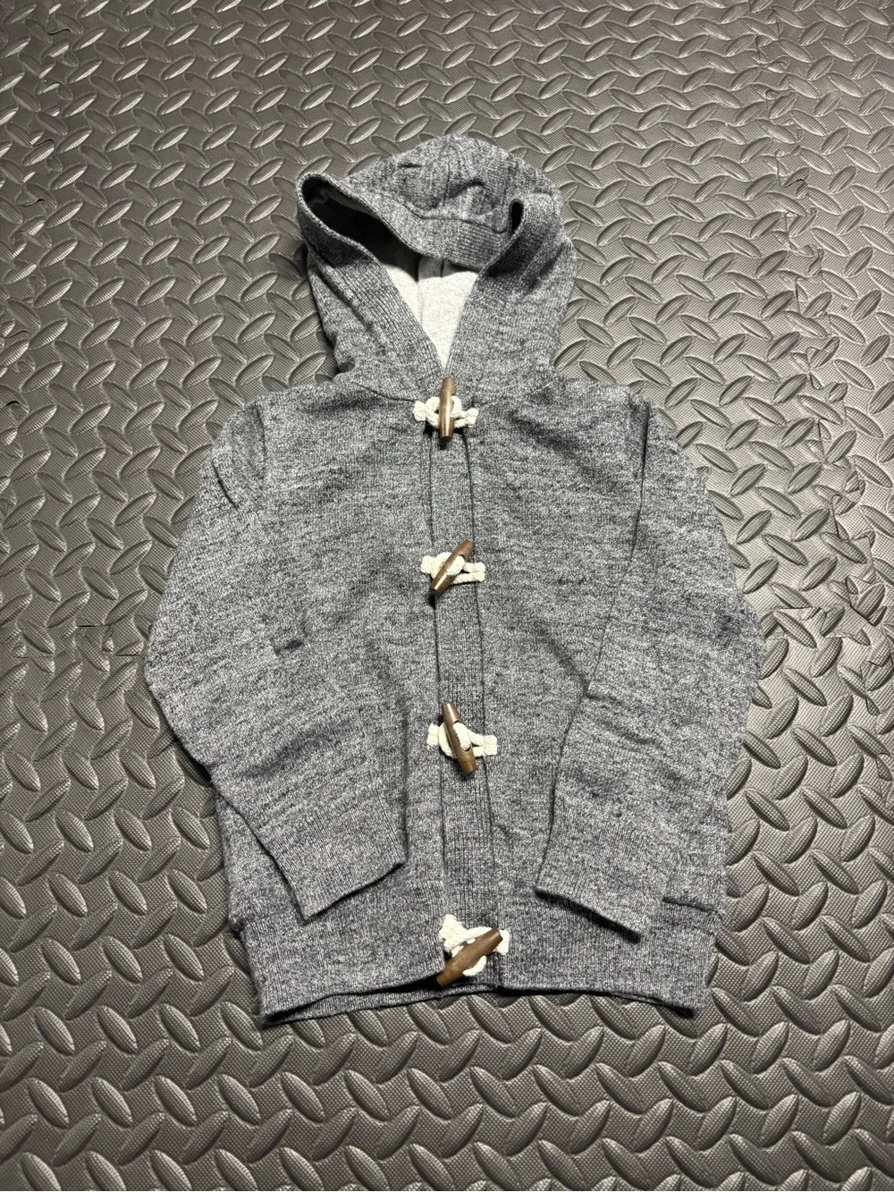 Baby Gap Hooded Toggle Sweater Jacket 5T Gray Knit Cozy Fall Winter